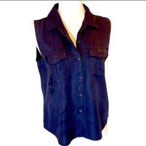EP PRO Navy Sleeveless Silk Golf Blouse sz M